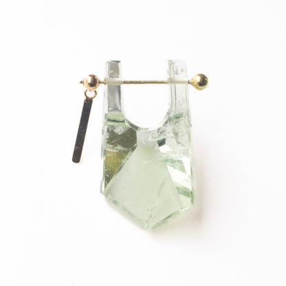 Rock Pierced Earrings - Green Amethyst -