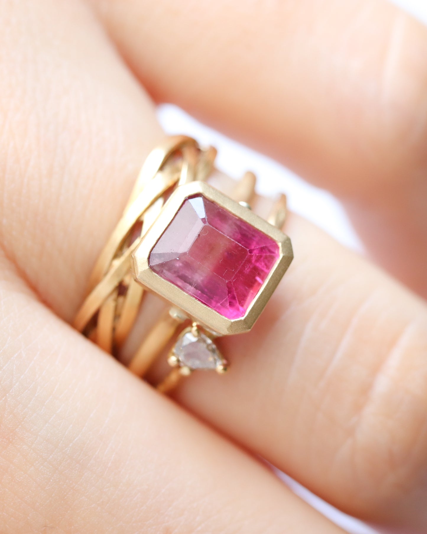 Collet Ring - Bicolor Tourmaline -