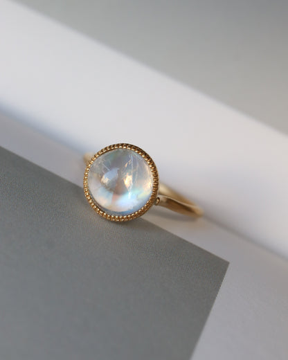 Milgrain Ring - Rainbow Moonstone -