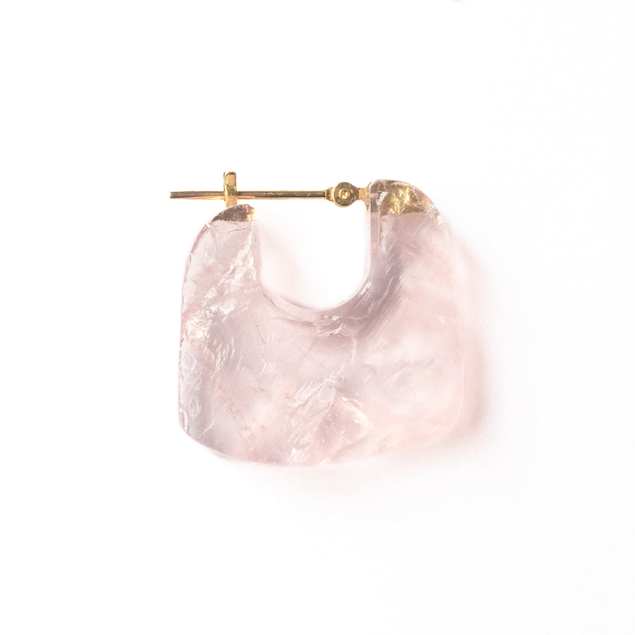 Rock Pierced Earring - Rose Quartz -