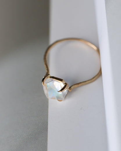 Flat Ring - Rainbow Moonstone -