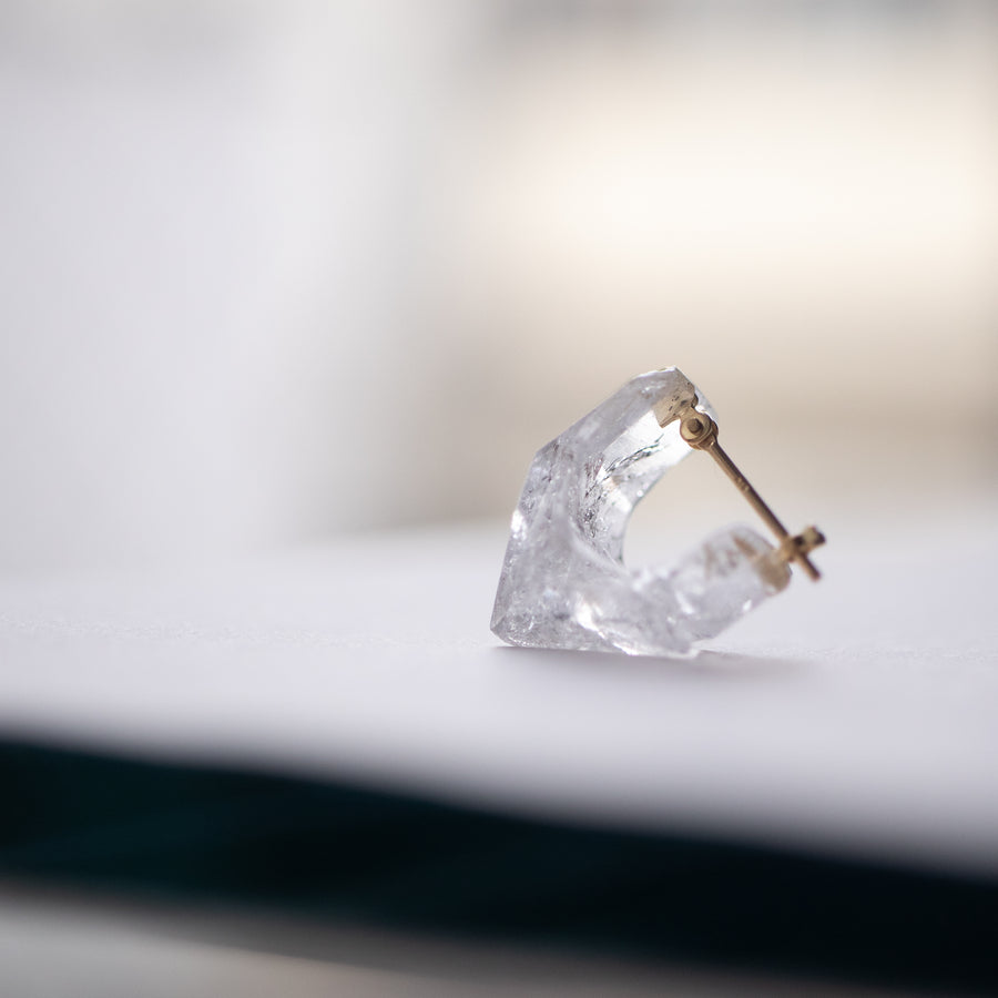 Rock Pierced Earring - Diamond Quartz -