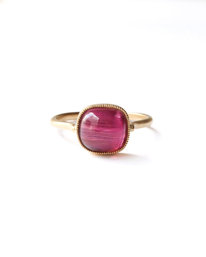 Milgrain Ring - Rubellite Cat's Eye-