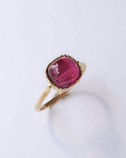 Milgrain Ring - Rubellite Cat's Eye-