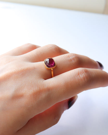 Milgrain Ring - Rubellite Cat's Eye-