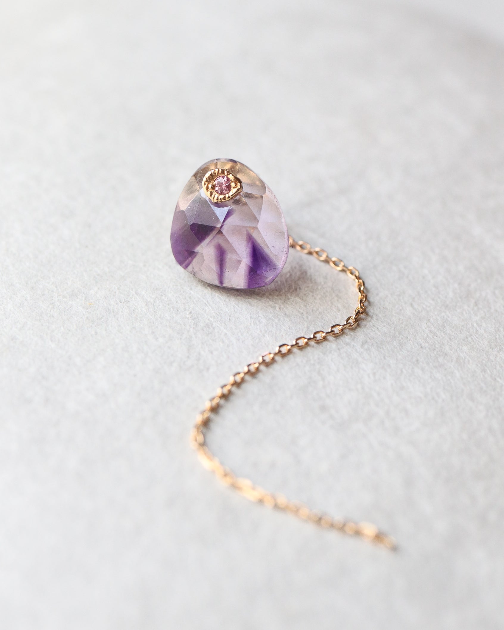 Flat Pierced Earring - Bicolor Amethyst -