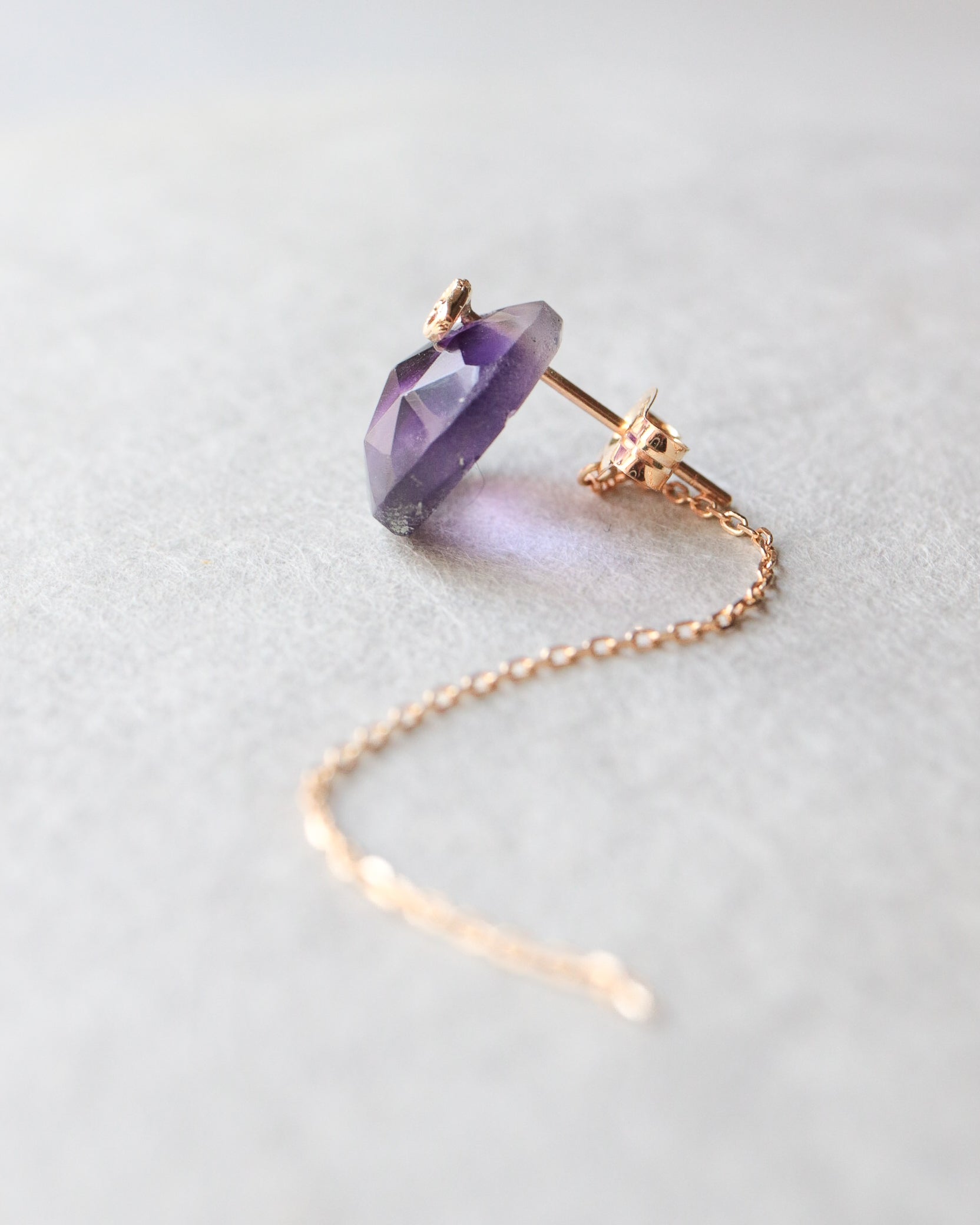 Flat Pierced Earring - Bicolor Amethyst -