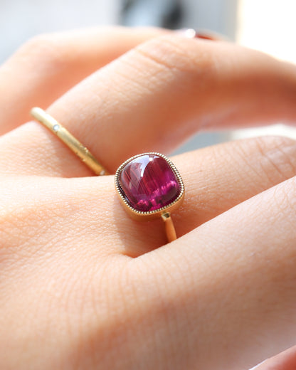 Milgrain Ring - Rubellite Cat's Eye-