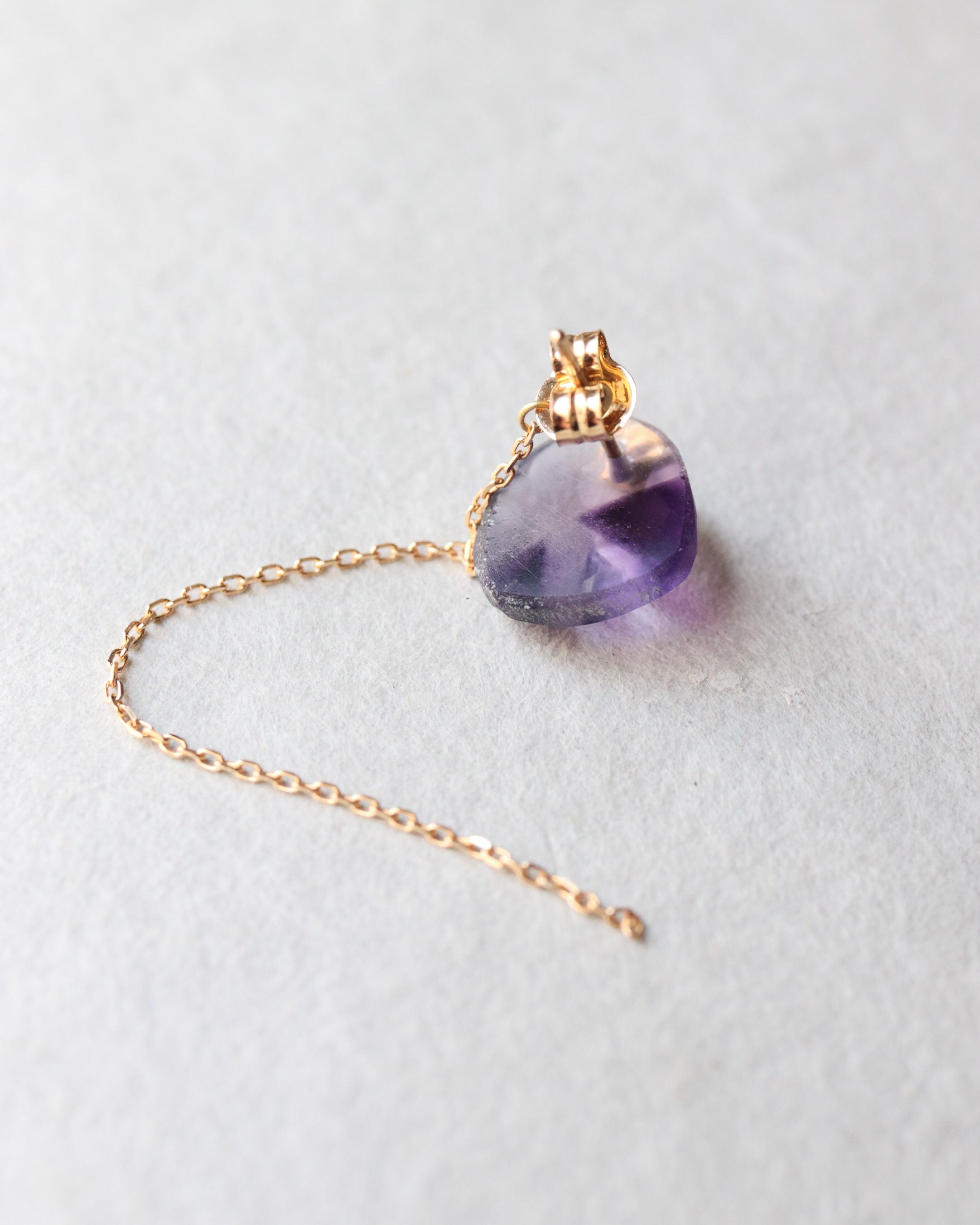 Flat Pierced Earring - Bicolor Amethyst -