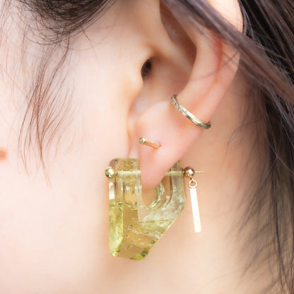 Rock Pierced Earring - Lemon Quartz -