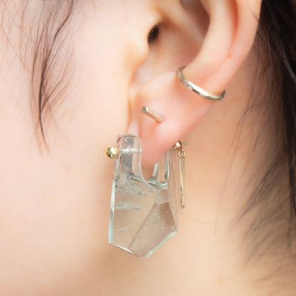 Rock Pierced Earrings - Green Amethyst -