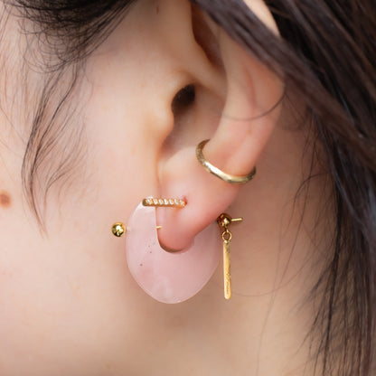 Rock Pierced Earrings - Rose Quartz -