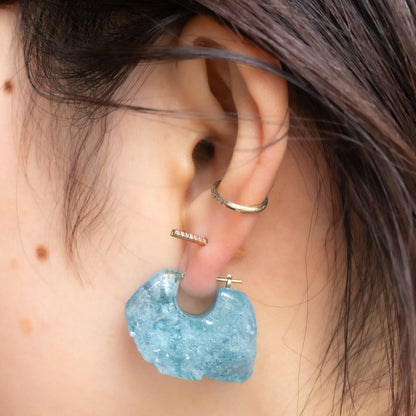 Rock Pierced Earrings - Aquamarine -