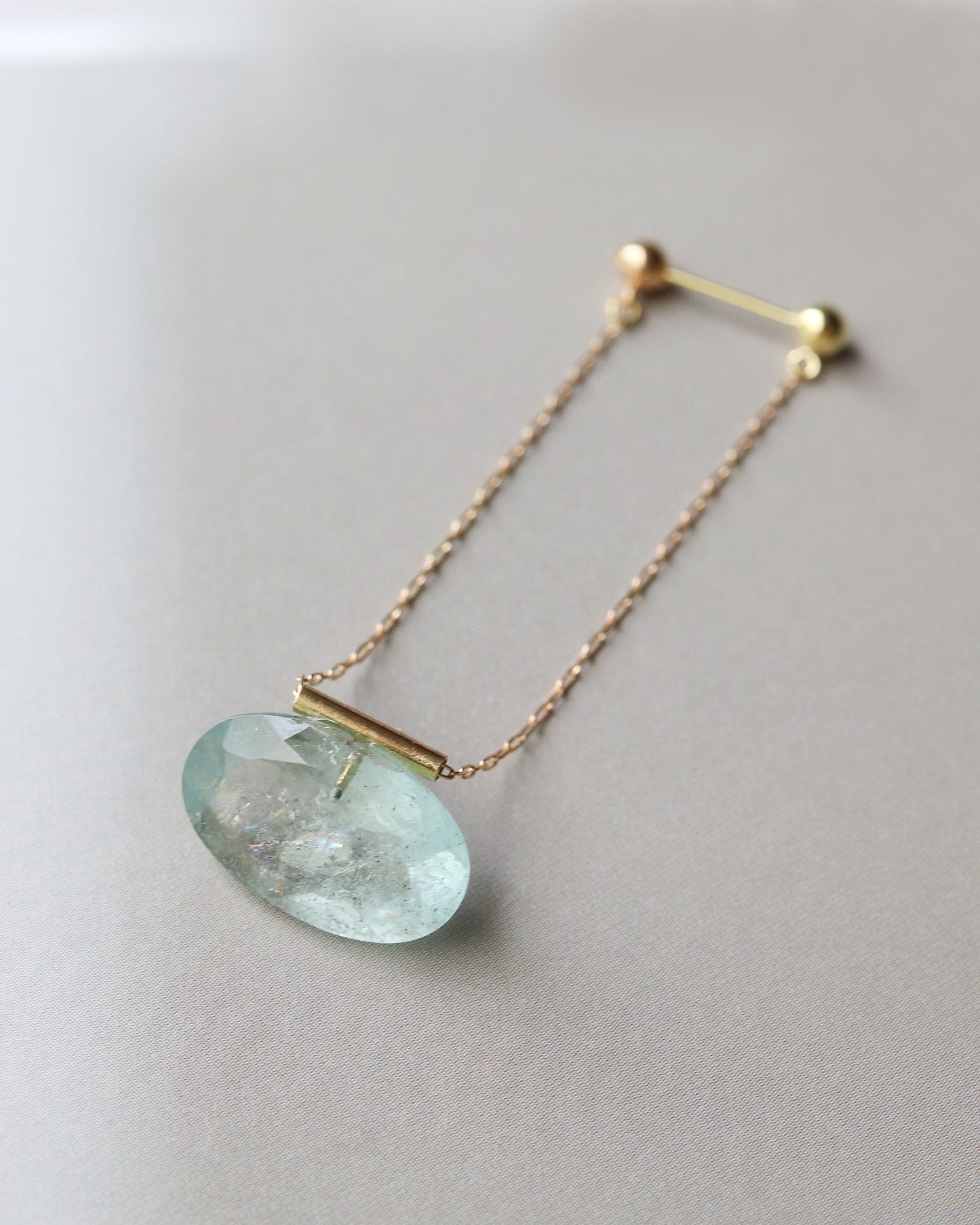 Pipe Pierced Earring - Aquamarine -