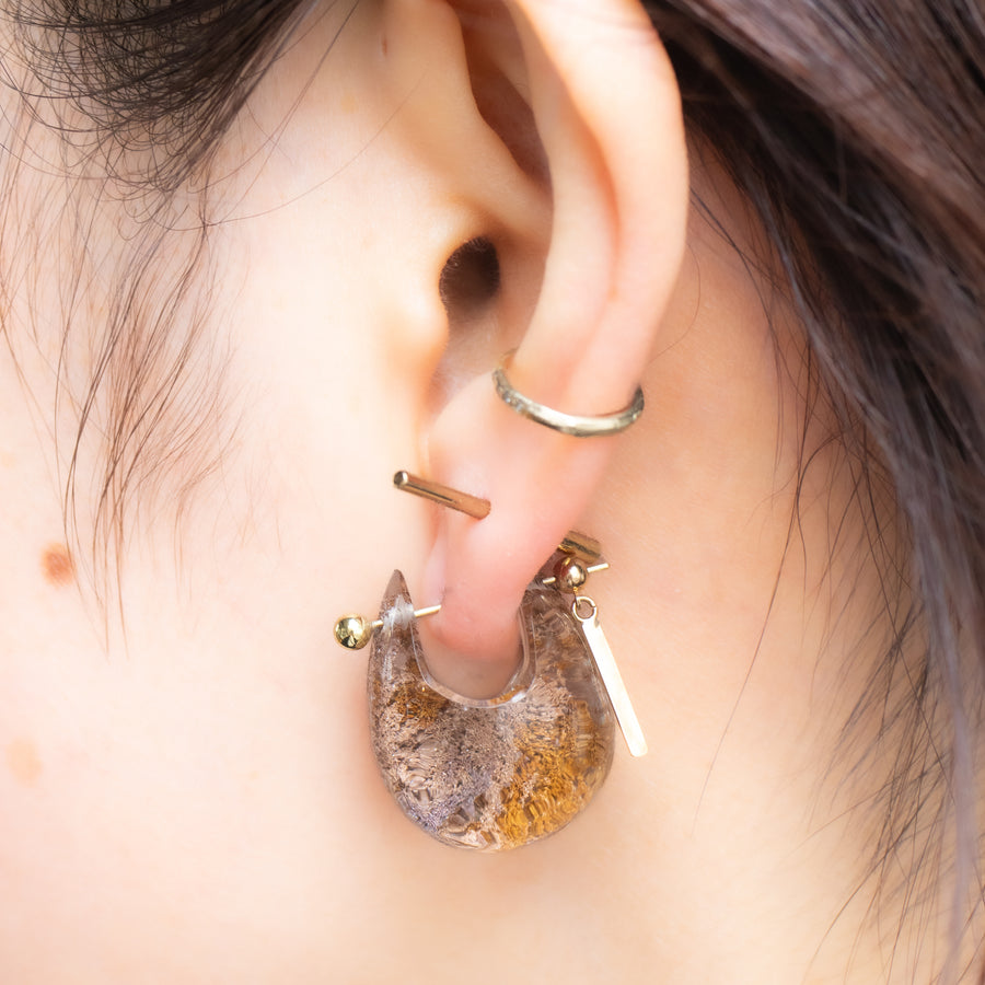 Rock Pierced Earring - Garden Quartz -