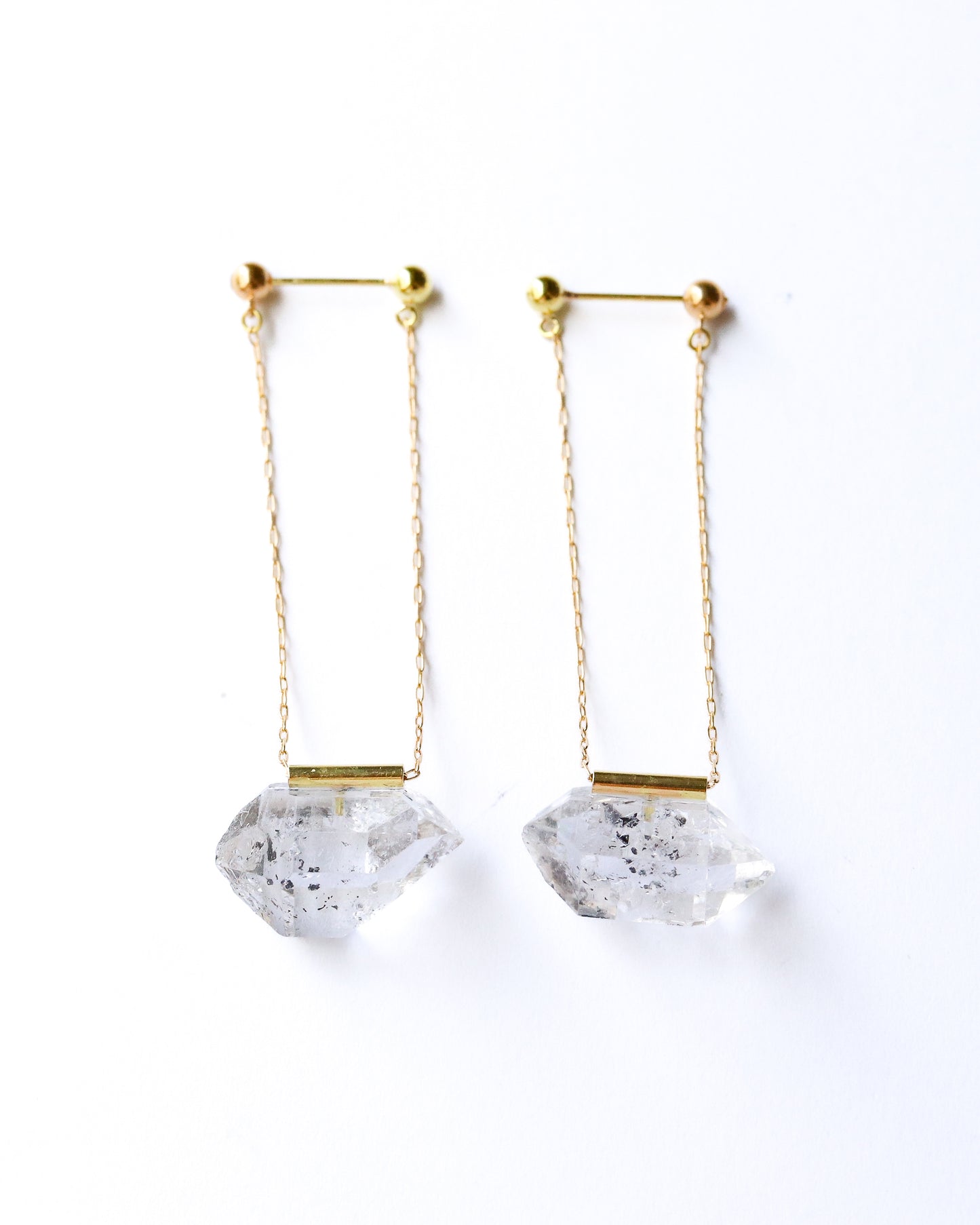 Pipe Pierced Earrings - Diamond Quartz -