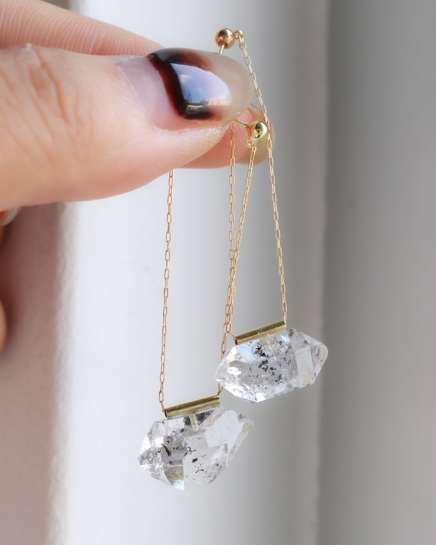 Pipe Pierced Earrings - Diamond Quartz -