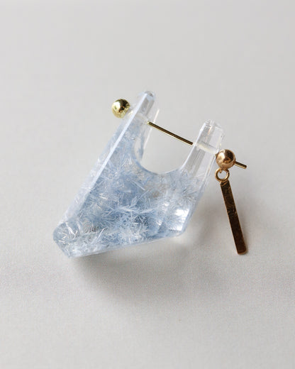 Rock Pierced Earring - Dumortierite in Quartz -