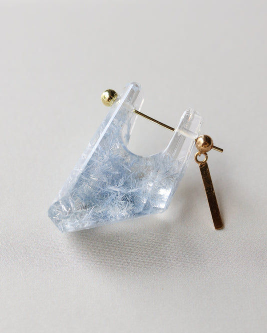 Rock Pierced Earring - Dumortierite in Quartz -