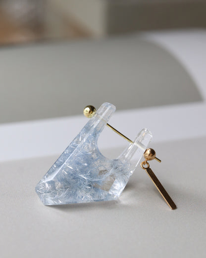 Rock Pierced Earring - Dumortierite in Quartz -