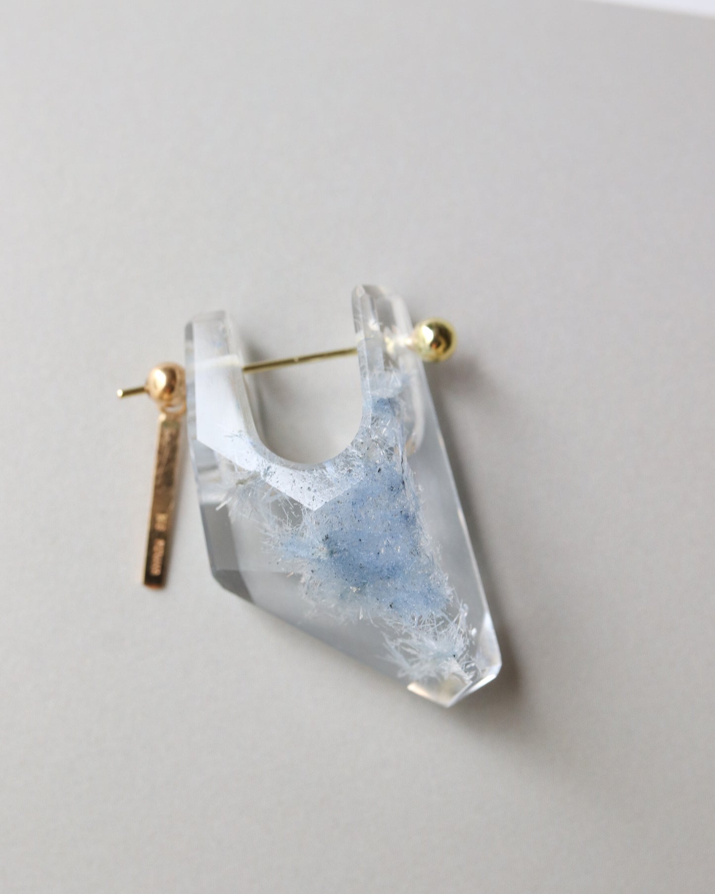 Rock Pierced Earring - Dumortierite in Quartz -