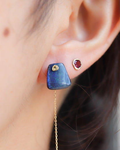 Flat Pierced Earring - Boulder Opal -