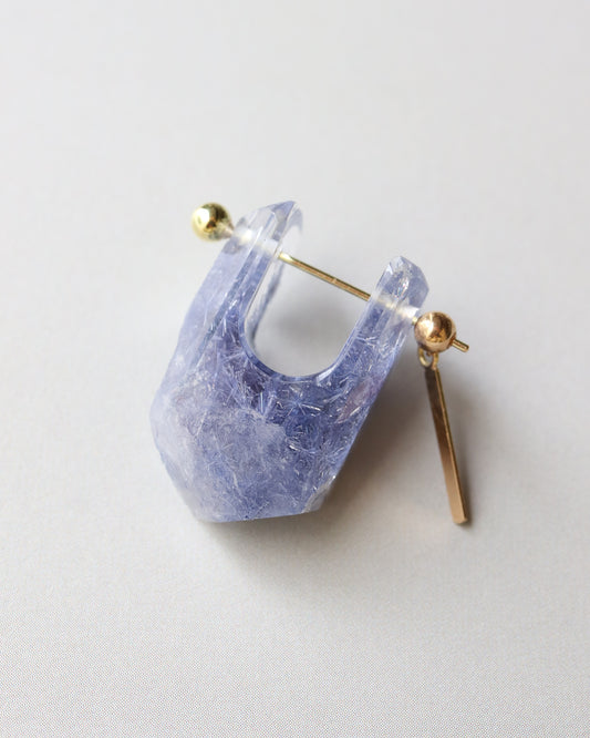 Rock Pierced Earring - Dumortierite in Quartz -