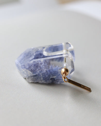 Rock Pierced Earring - Dumortierite in Quartz -