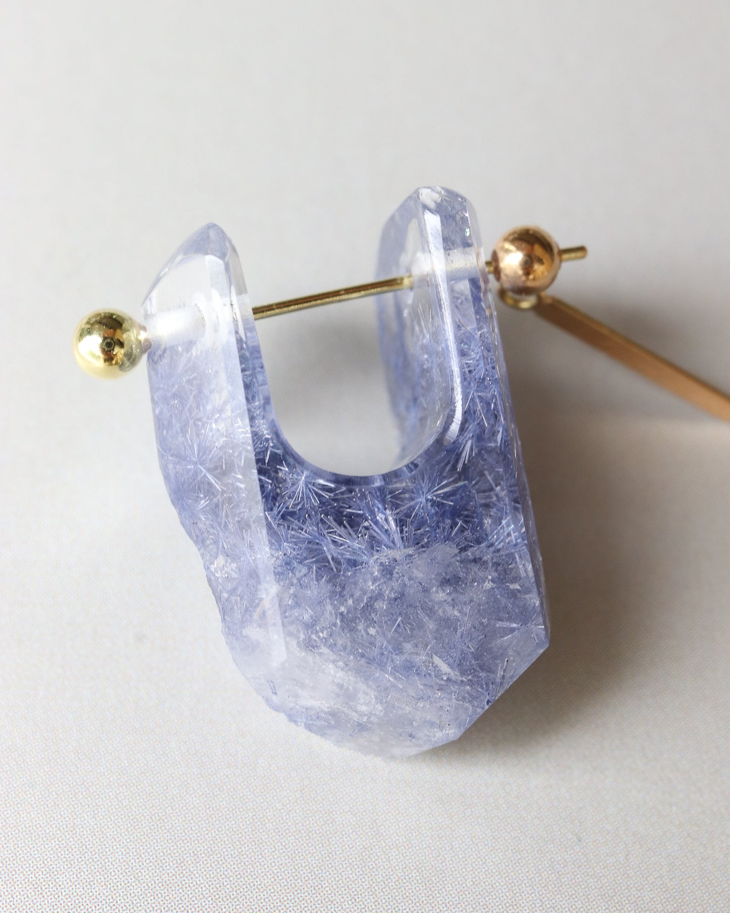 Rock Pierced Earring - Dumortierite in Quartz -