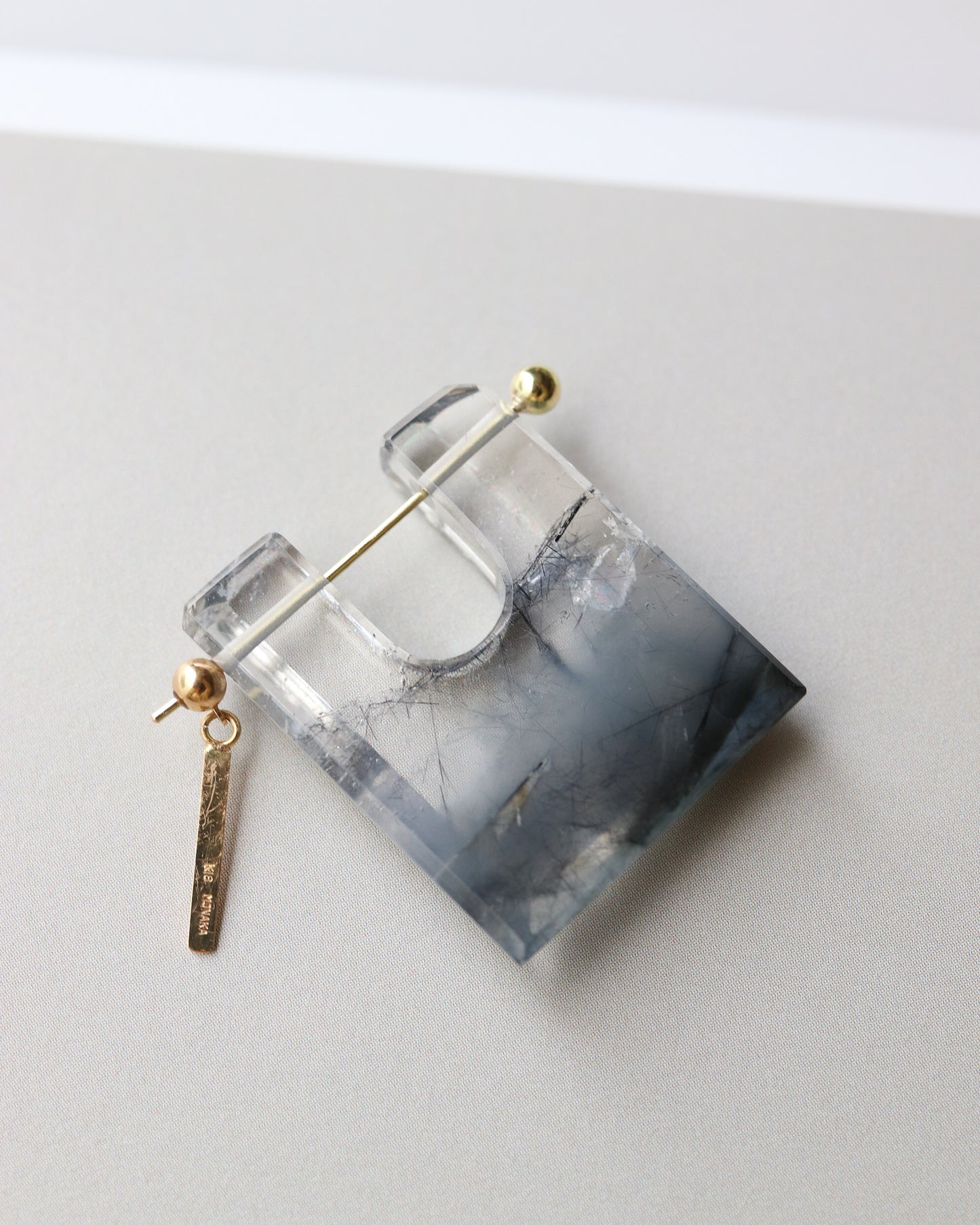 Rock Pierced Earring - Tourmaline Quartz -