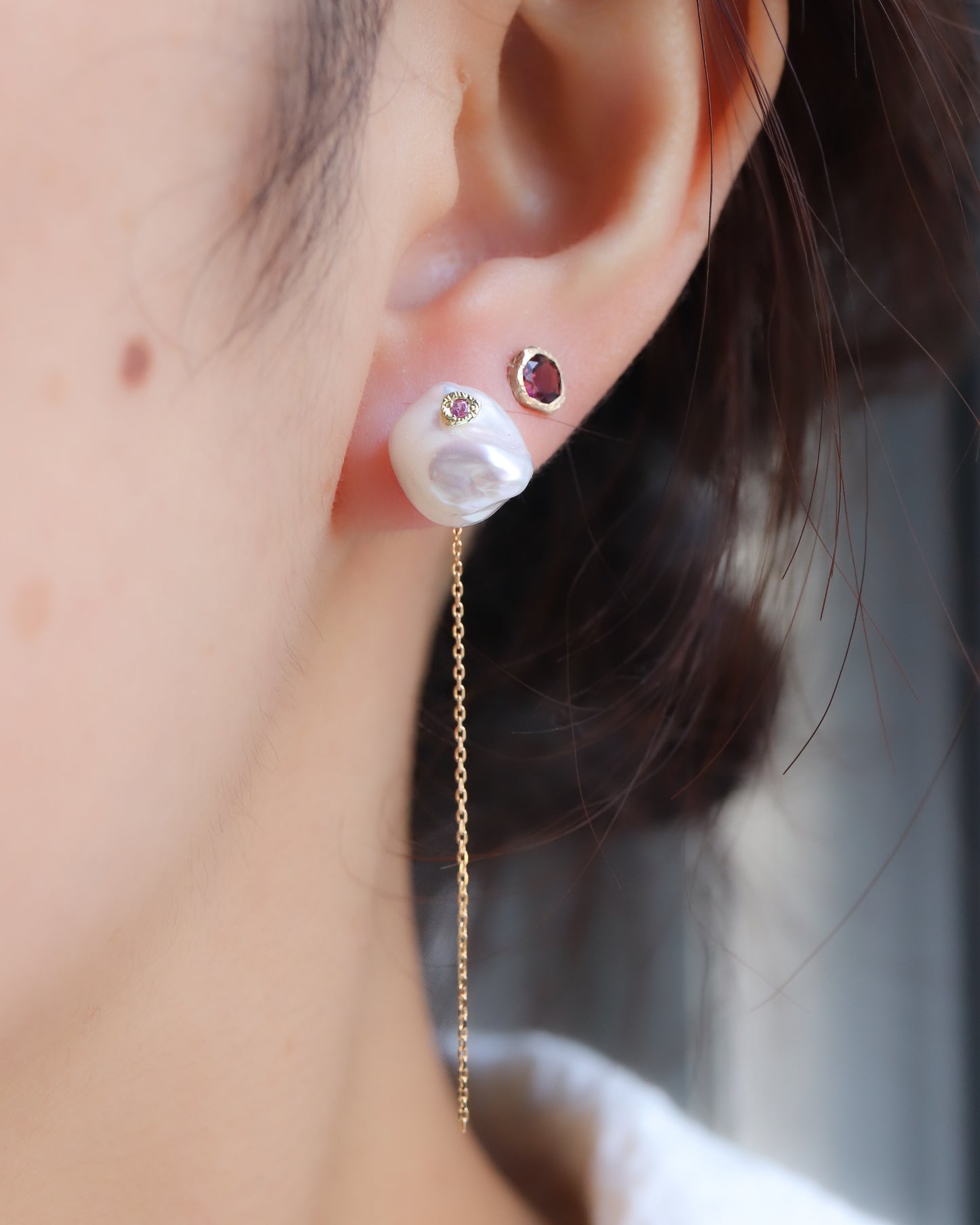 Flat Pierced Earring - Keshi Pearl -