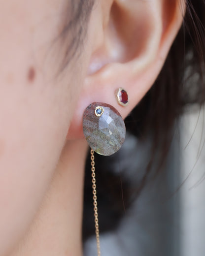 Flat Pierced Earring - Labradorite -