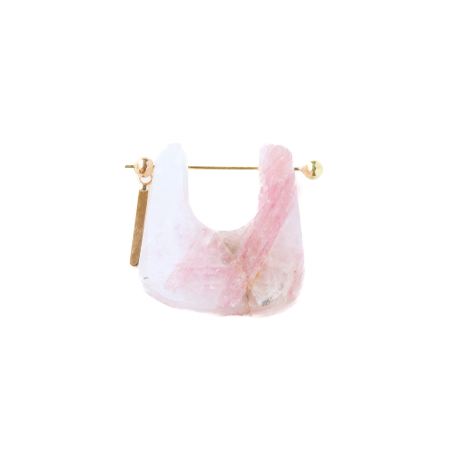 Rock Pierced Earring - Pink Tourmaline Matrix -