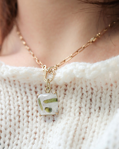 HorseShoe Necklace - Epidote in Quartz -