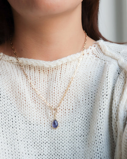 HorseShoe Collet Necklace - Tanzanite -