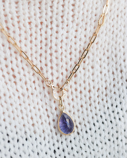 HorseShoe Collet Necklace - Tanzanite -