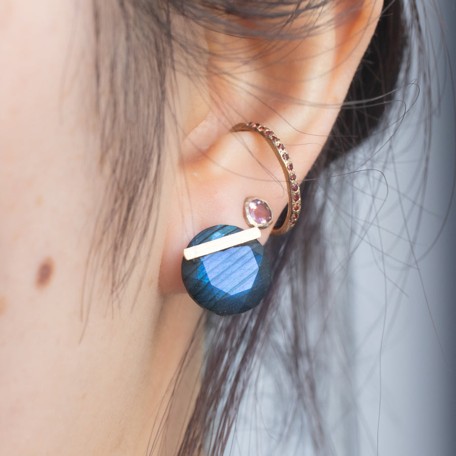 Bar stone Pierced Earring - Labradorite -