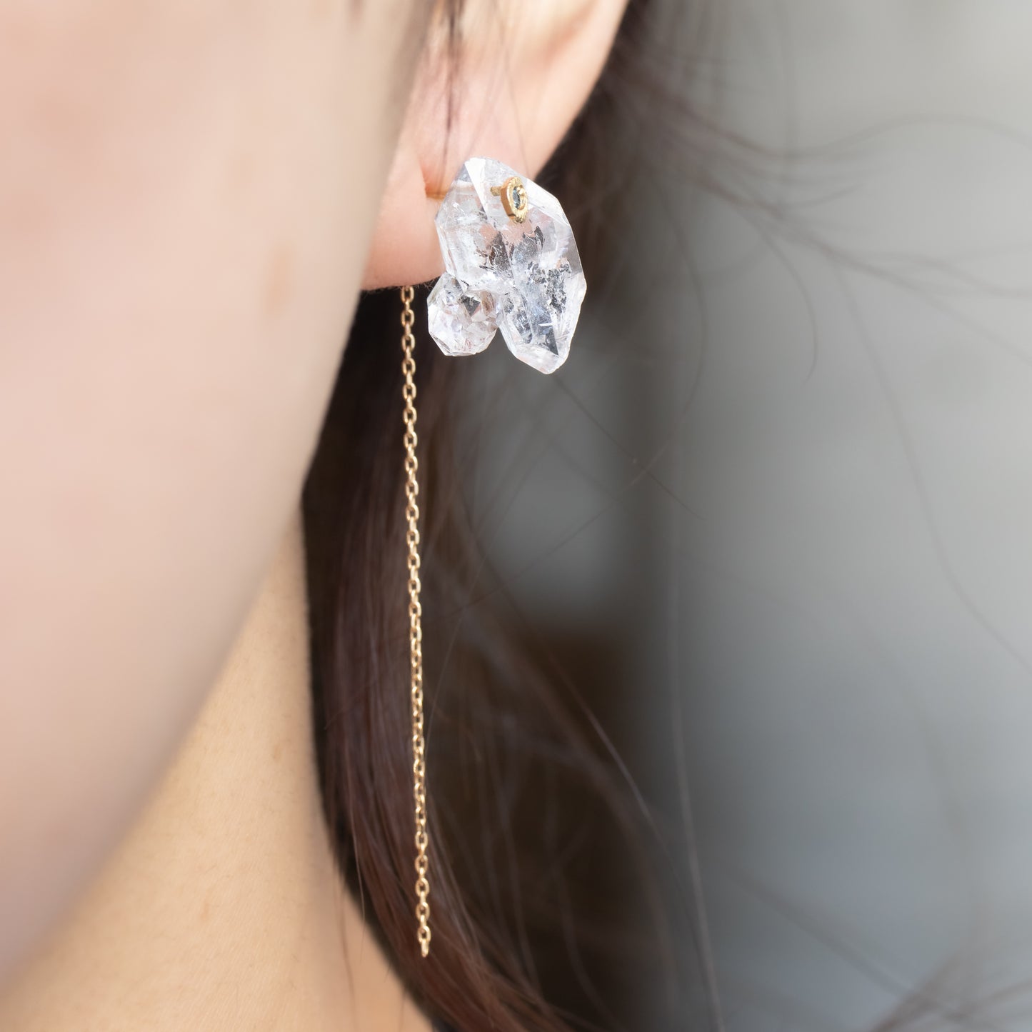 Flat Pierced Earrings - Diamond Quartz -