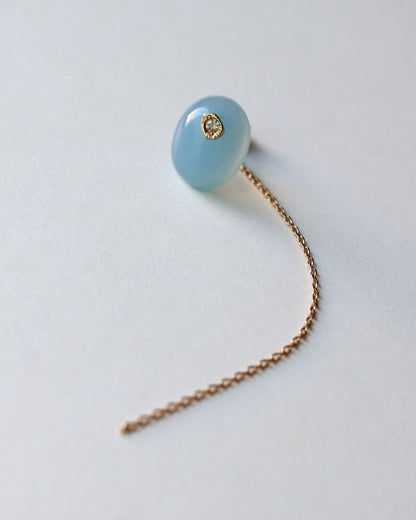 Flat Pierced Earring - Sea Blue chalcedony -