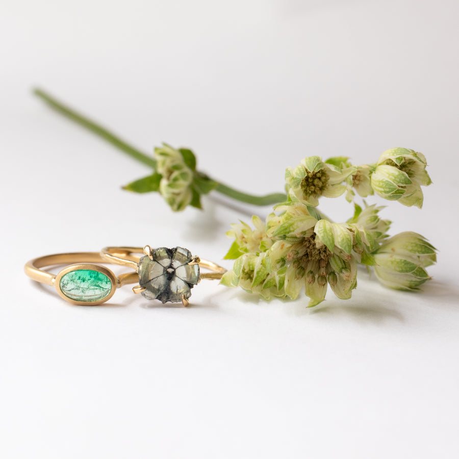 Prong Ring - Trapiche Emerald -