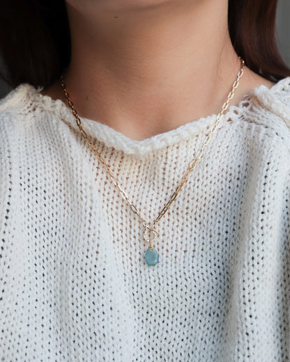 Flat Necklace - Aquamarine -