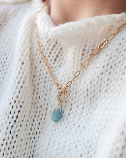 Flat Necklace - Aquamarine -