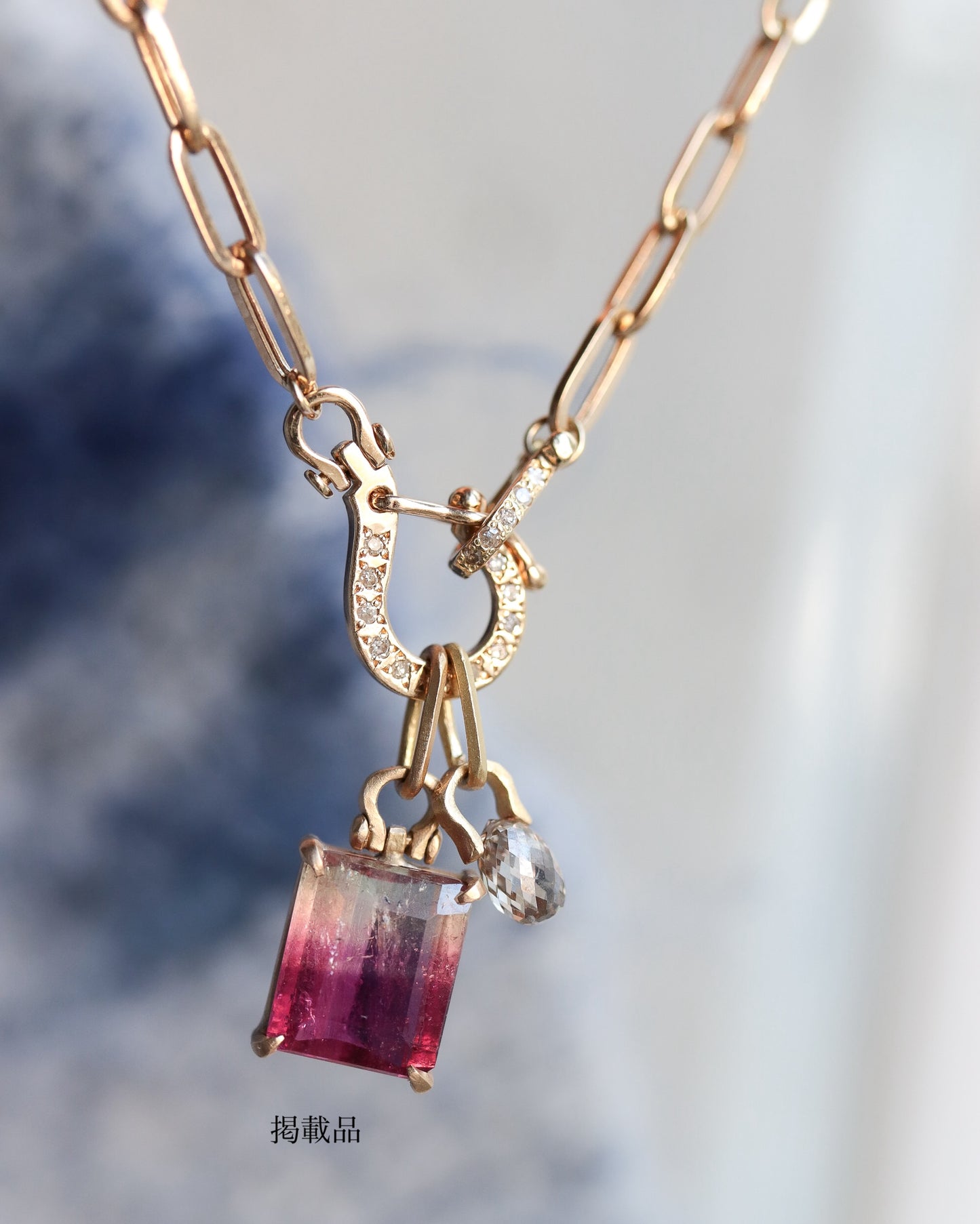 HorseShoe Prong Necklace - Bicolor Tourmaline -