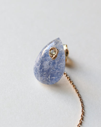 Flat Pierced Earring - Dumortierite in Quartz -【E】