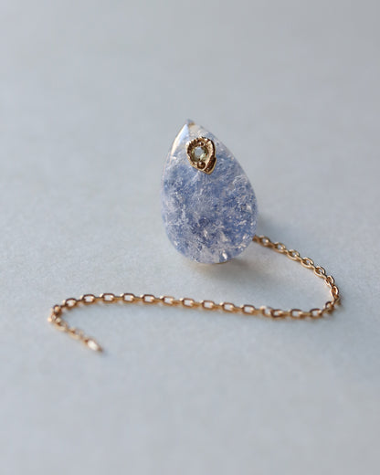 Flat Pierced Earring - Dumortierite in Quartz -【E】