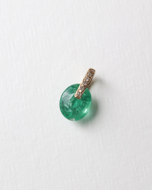 Hibiki Stone Necklace - Emerald / Diamond -