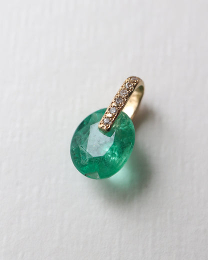 Hibiki Stone Necklace - Emerald / Diamond -