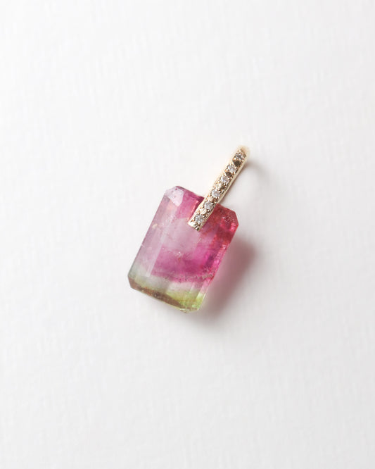 Hibiki Stone Necklace - Bicolor Tourmaline / Diamond -