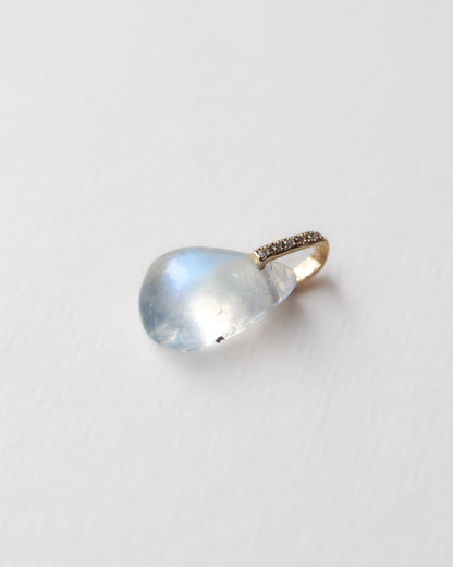 Hibiki Stone Necklace - Rainbow Moon Stone / Diamond -