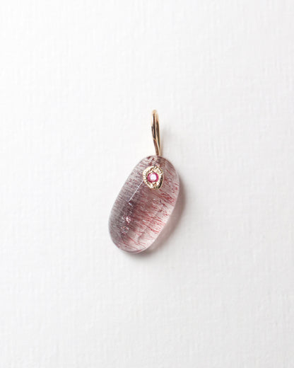 Flat Necklace - Strawberry Quartz -